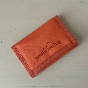 Eddie Bauer orange velcro bifold wallet
